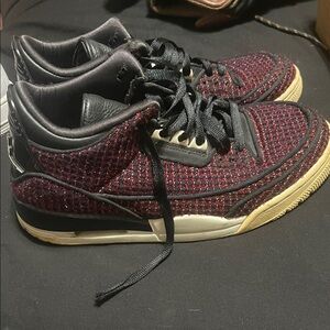 Jordan Black and Red Textured Sneakers